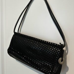 The Sak Black Woven Checker Small Shoulder Bag
